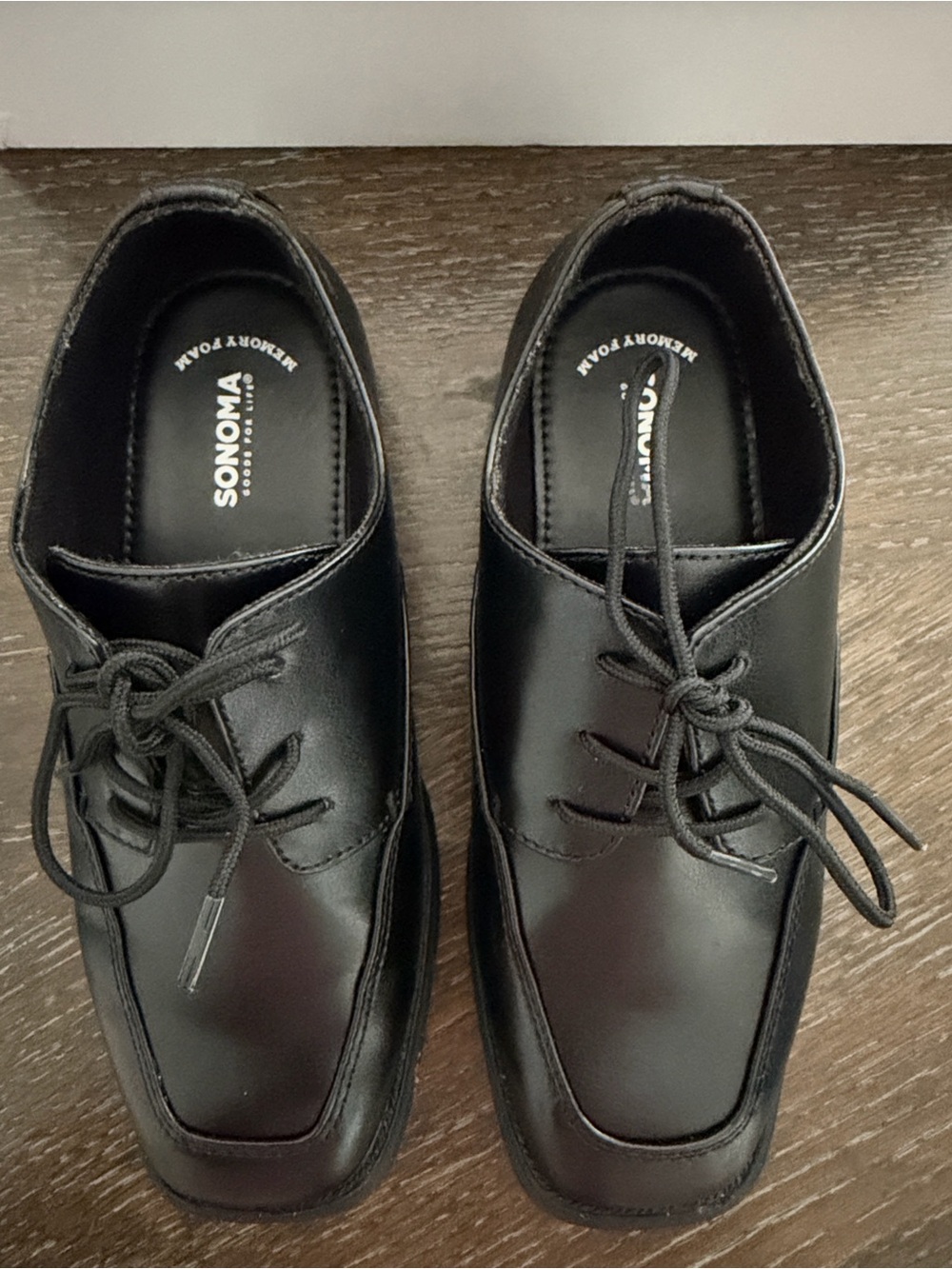 Sonoma Black Kids Lace-Up Square-Toe Dress Shoes